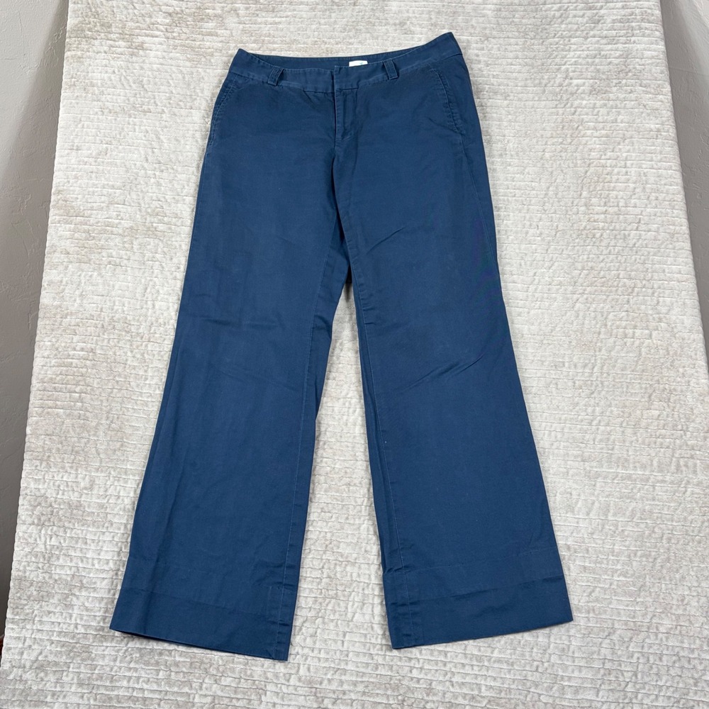Birdie Womens Navy Blue Wide Leg Cotton Chino Pants Size 4 RN 116376